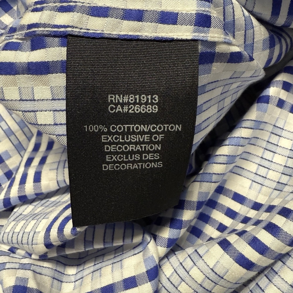 Robert Graham Shirt Mens XL Blue Plaid Check Long Sleeve Funky Crazy Flip Cuff - Picture 13 of 14